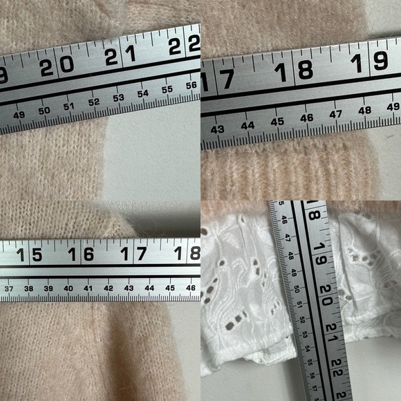 Sezane Alfred Knit Jumper Sweater Pink Size Small Lace Trim Mohair Merino Wool S - Picture 12 of 13